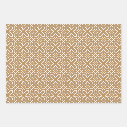 Tan Arabic Geometric Pattern Inpakpapier Vel (Voorkant 2)