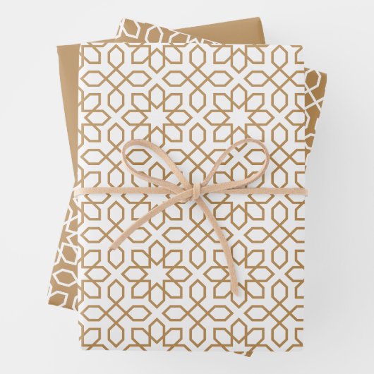 Tan Arabic Geometric Pattern Inpakpapier Vel (In situ)