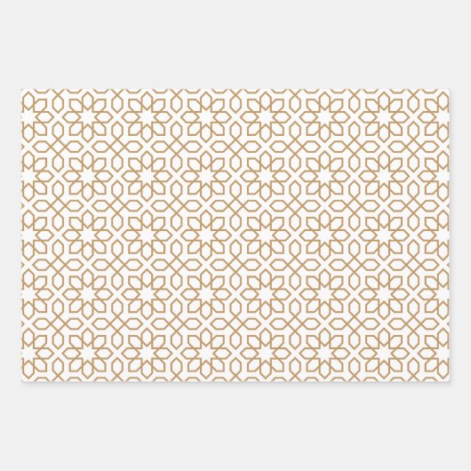 Tan Arabic Geometric Pattern Inpakpapier Vel (Voorkant)