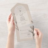 Tan Arch Wedding RSVP All In One Uitnodiging (Afscheurbaar)