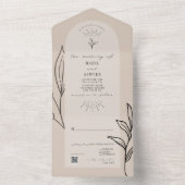 Tan Arch Wedding RSVP QR in één uitnodiging (Binnen)