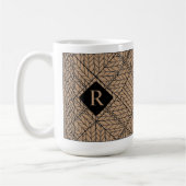 TAN ARGYLE BREI Hoge Witte Mok + Initiaal II (Links)