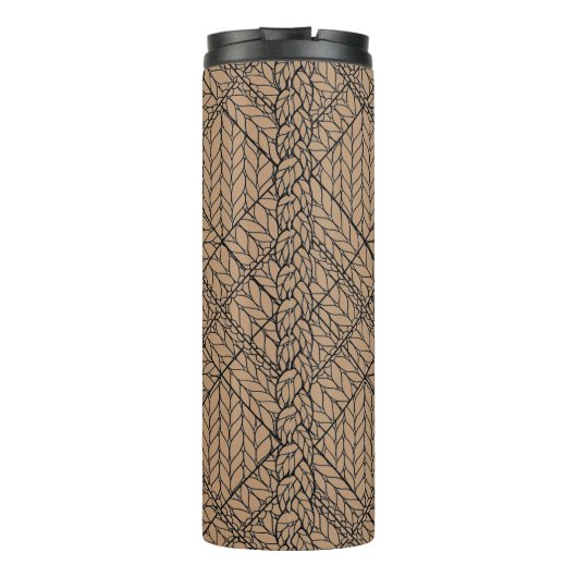 TAN ARGYLE BREI Thermische Tumbler Thermosbeker (Achterkant)