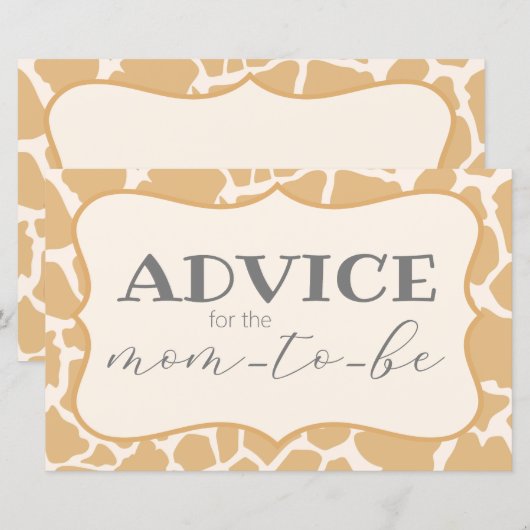 Tan Baby Boy Giraffe Advice Kaart (Voorkant / Achterkant)