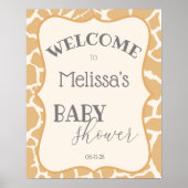 Tan Baby Boy Giraffe Baby shower Poster (Voorkant)