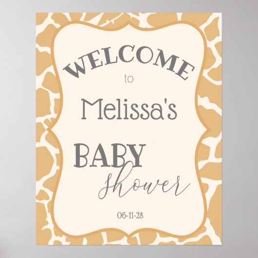 Tan Baby Boy Giraffe Baby shower Poster (Voorkant)