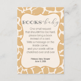 Tan Baby Boy Giraffe Boeken voor Baby Informatiekaartje