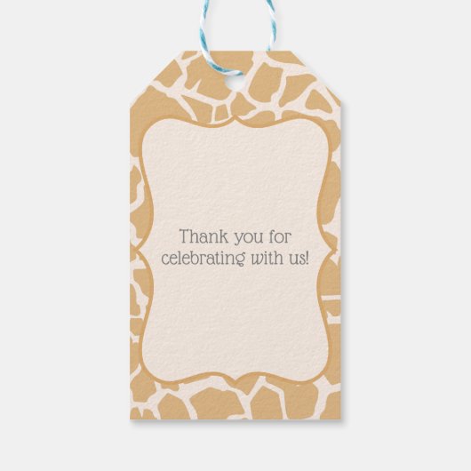 Tan Baby Boy Giraffe Cadeaulabel (Achterkant)