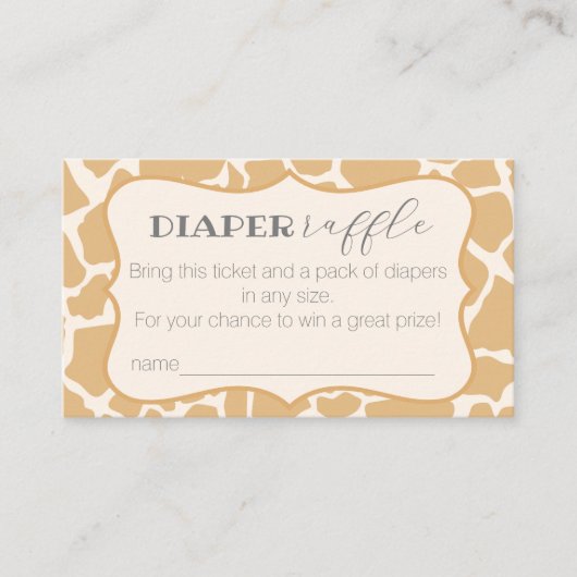 Tan Baby Boy Giraffe Diaper Raffle Informatiekaartje (Voorkant)