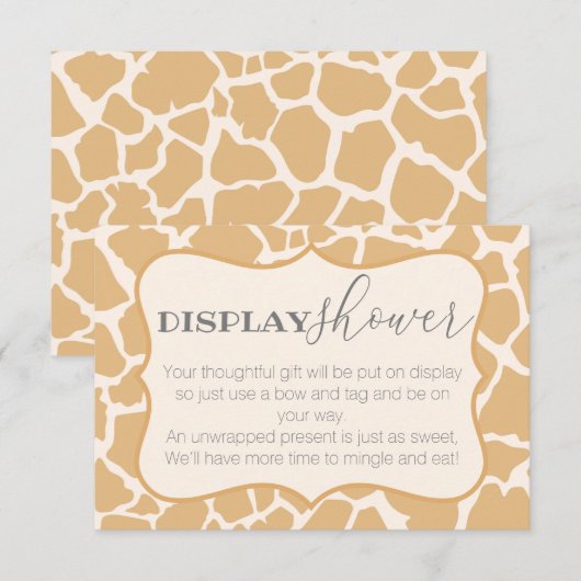 Tan Baby Boy Giraffe Display Shower Informatiekaartje (Voorkant / Achterkant)