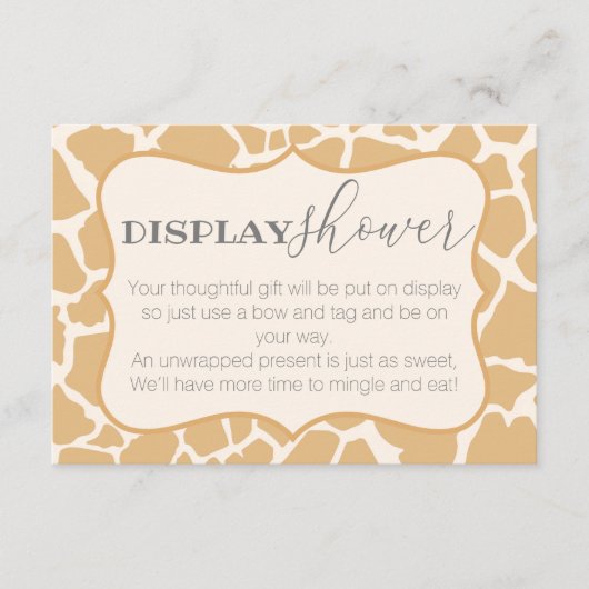 Tan Baby Boy Giraffe Display Shower Informatiekaartje (Voorkant)