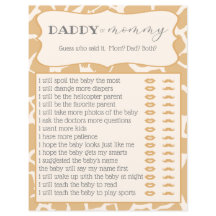 Tan Baby Giraffe Baby shower Game die het zei