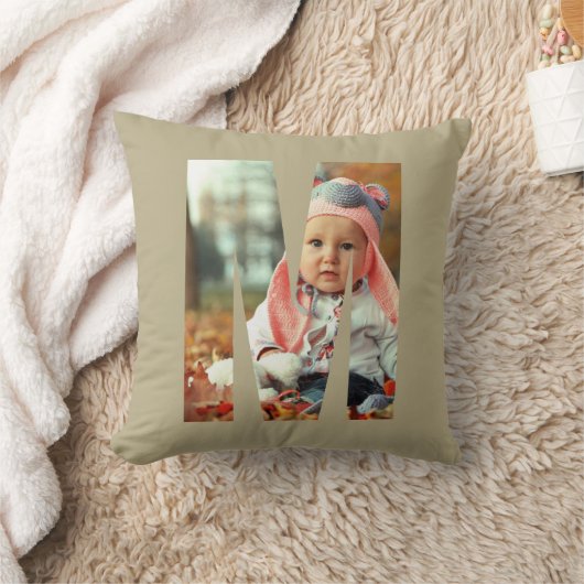 Tan Baby Intial Photo Throw Pillow Kussen (Deken)