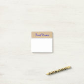 Tan Background w/ Blue Elegant Personalized Name Post-it® Notes (Op bureau)
