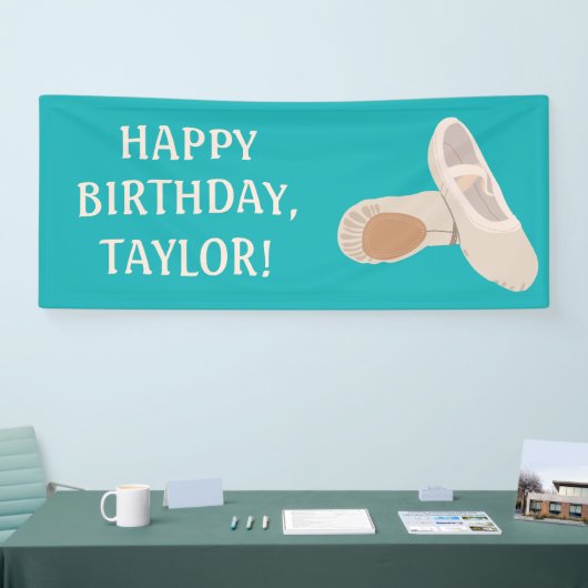 Tan Ballet Shoes op Blauwgroen aangepast bericht Spandoek (Beurs)