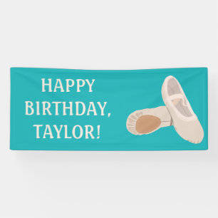 Tan Ballet Shoes op Blauwgroen aangepast bericht Spandoek