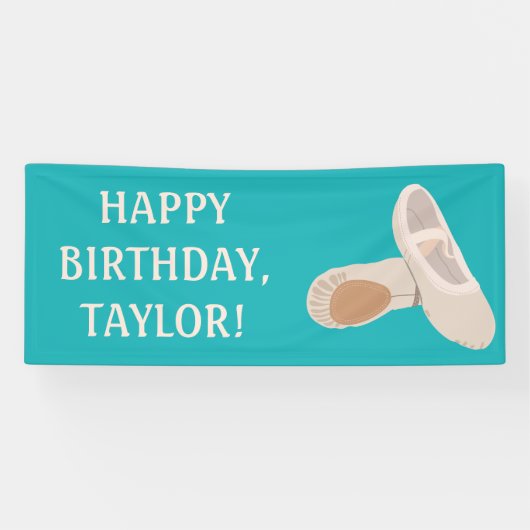 Tan Ballet Shoes op Blauwgroen aangepast bericht Spandoek (Horizontaal)