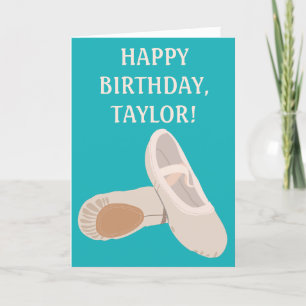Tan Ballet Shoes Personalized Birthday Kaart