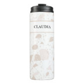 Tan & Beige Aarde Tone Chip Terrazzo Patroon 12oz Thermosbeker (Voorkant)