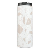 Tan & Beige Aarde Tone Chip Terrazzo Patroon 12oz Thermosbeker (Achterkant)