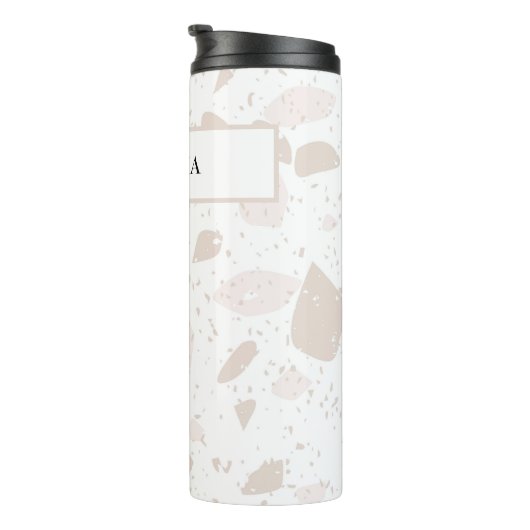 Tan & Beige Aarde Tone Chip Terrazzo Patroon 12oz Thermosbeker (Geroteerd rechts)