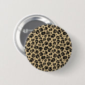 Tan Beige Black Leopard Print Ronde Button 5,7 Cm (Voorkant /achterkant)