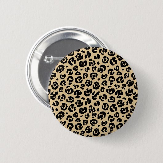 Tan Beige Black Leopard Print Ronde Button 5,7 Cm (Voorkant /achterkant)