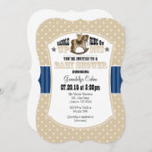 Tan Beige Blue Cowboy Baby shower Invitation Kaart (Voorkant / Achterkant)