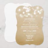 Tan Beige Bokeh Glitter Lights Wedding Uitnodiging (Voorkant / Achterkant)