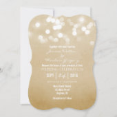 Tan Beige Bokeh Glitter Lights Wedding Uitnodiging (Voorkant)