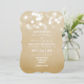 Tan Beige Bokeh Glitter Lights Wedding Uitnodiging (Staand voorkant)