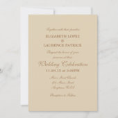 Tan Beige Brown Plain Simple Wedding Invitation Kaart (Voorkant)