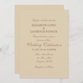 Tan Beige Brown Plain Simple Wedding Invitation Kaart (Voorkant / Achterkant)