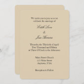 Tan Beige Brown Plain Simple Wedding Invitation Kaart (Voorkant / Achterkant)