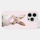 Tan Beige Bunny Blowing Pink Bubble Gum Case-Mate iPhone Case (Achterkant (horizontaal))