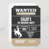Tan Beige Chalkboard Cowboy Birthday Uitnodiging (Voorkant / Achterkant)