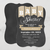 Tan Beige Chalkboard Flag Baby shower Uitnodigen Kaart (Voorkant / Achterkant)