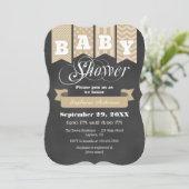 Tan Beige Chalkboard Flag Baby shower Uitnodigen Kaart (Staand voorkant)