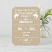 Tan Beige Cowboy Rodeo Birthday Party Invitation Kaart (Staand voorkant)