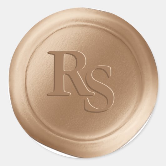 Tan Beige Dubbele Monogram Bruiloft Wax Seals Ronde Sticker (Voorkant)
