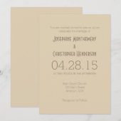 Tan Beige Eenvoudige Moderne Huwelijksuitnodiging Kaart (Voorkant / Achterkant)