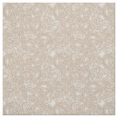Tan Beige en White Paisley Boteh Pattern Stof (Swatch)