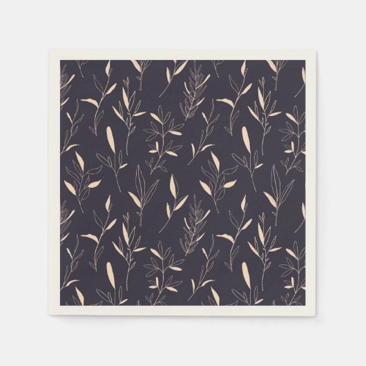 Tan beige flower magenta blauw papier servet (Voorkant)