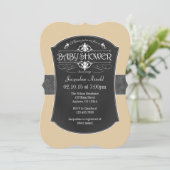 Tan Beige Gray Chalkboard Baby shower Uitnodiging (Staand voorkant)