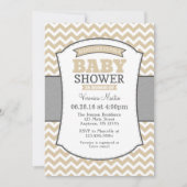 Tan Beige Gray Chevron Baby shower Uitnodiging (Voorkant)