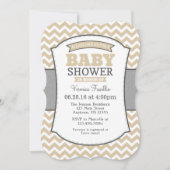 Tan Beige Gray Chevron Baby shower Uitnodiging (Voorkant)