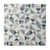Tan Beige Navy Blue Square driehoek legant Tegeltje (Voorkant)