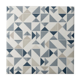 Tan Beige Navy Blue Square driehoek legant Tegeltje