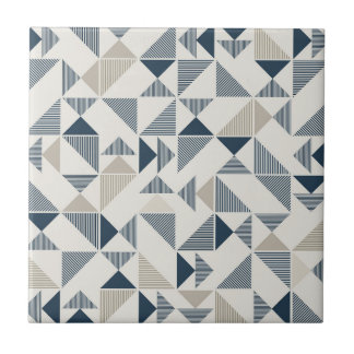 Tan Beige Navy Blue Square driehoek legant Tegeltje