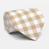 Tan Beige Plaid Gingham Neck Tie Stropdas (Opgerold)